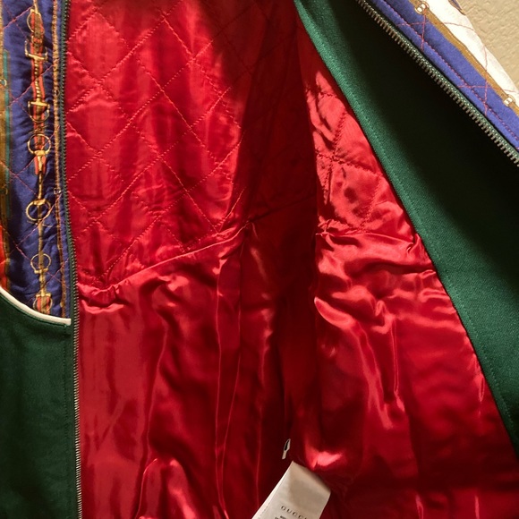 New Silk Authentic Gucci Horsebit Logo Zipper Jacket M - Picture 8 of 12